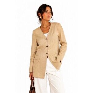 Bagatelle Collection XL Camel Linen Blend Blazer Jacket Women’s Lightweight